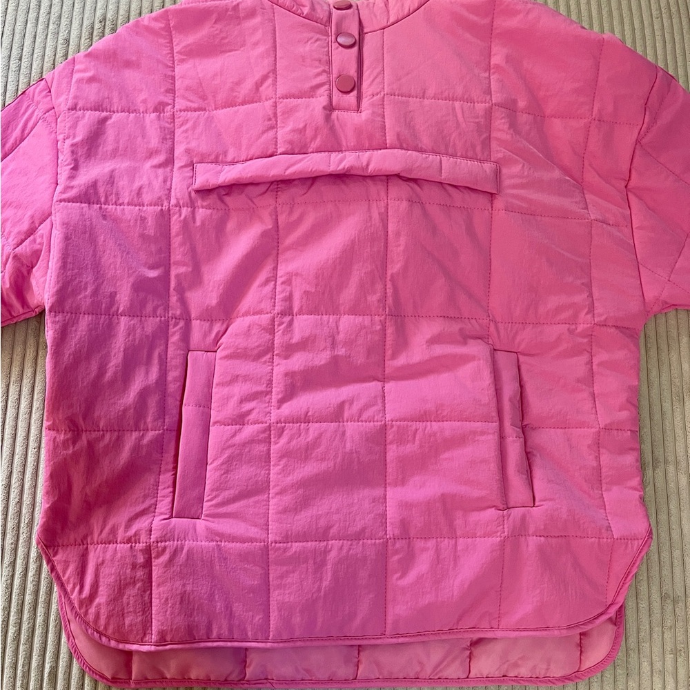 Quilted Pullover Packable Puffer Jacket Oversized Barbie Bubblegum Pink NWOT - Picture 13 of 13